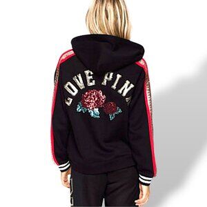 Victoria's Secret Pink rare limited edition embellished rose Love Pink hoodie XS